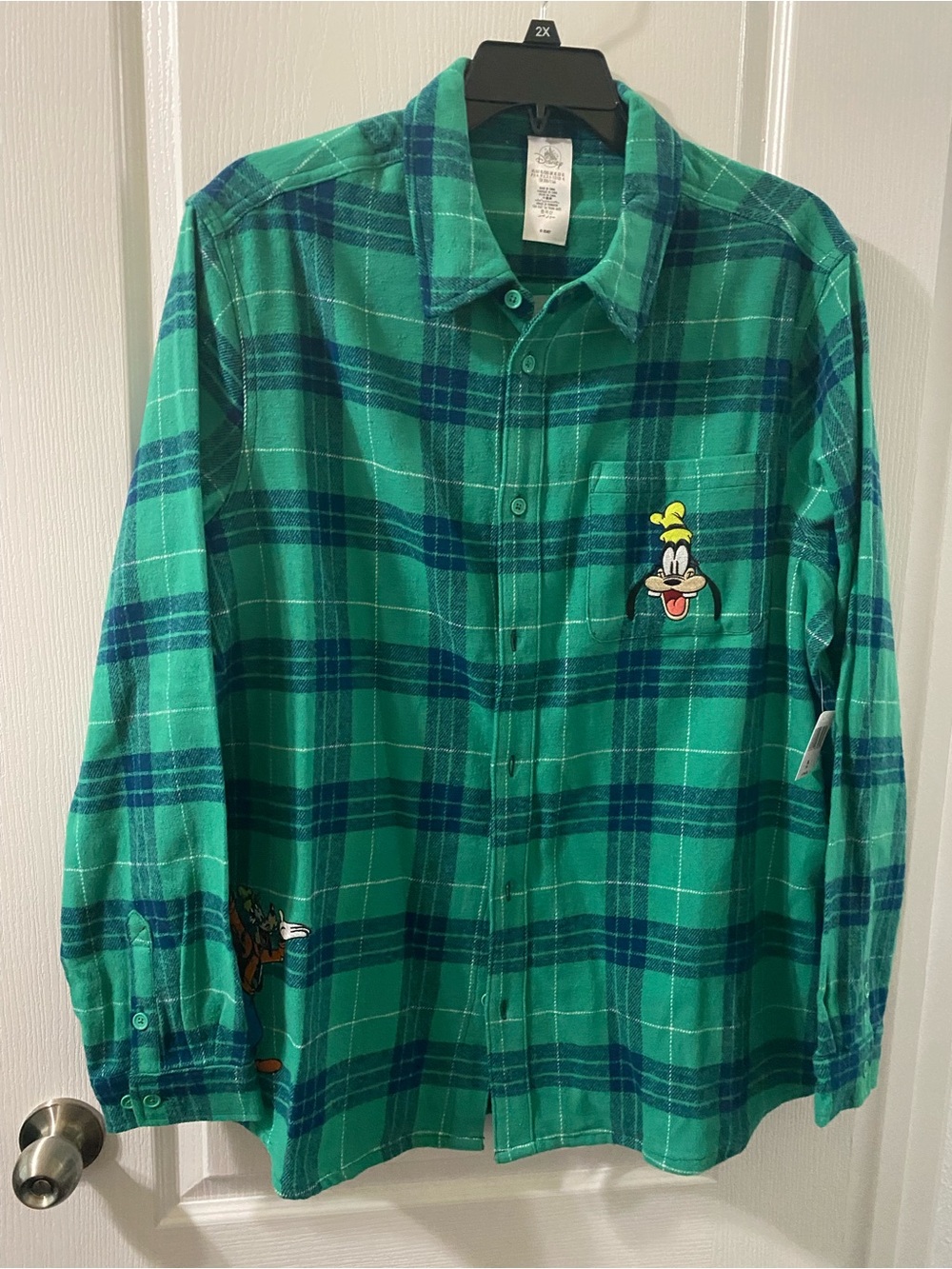 Disney unisex Green and Blue Plaid Shirt